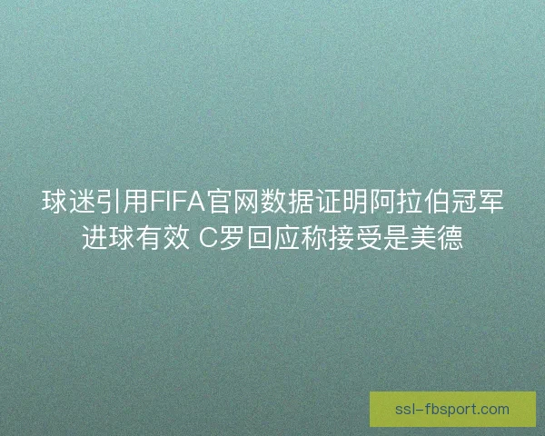 球迷引用FIFA官网数据证明阿拉伯冠军进球有效 C罗回应称接受是美德 球迷引用FIFA官网数据证明阿拉伯冠军进球有效 C罗回应称接受是美德