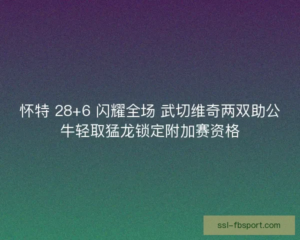 怀特 28+6 闪耀全场 武切维奇两双助公牛轻取猛龙锁定附加赛资格